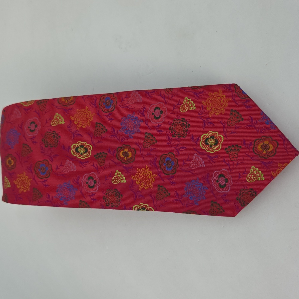 Holland & Sherry London 1836 Floral Red Silk Tie